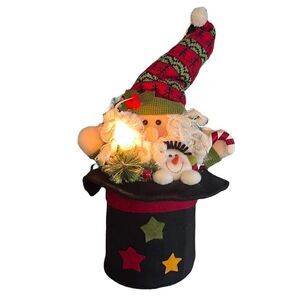Santa Table Light Christmas Snowman Hat Pine Corded Soft Plush Holiday Decor